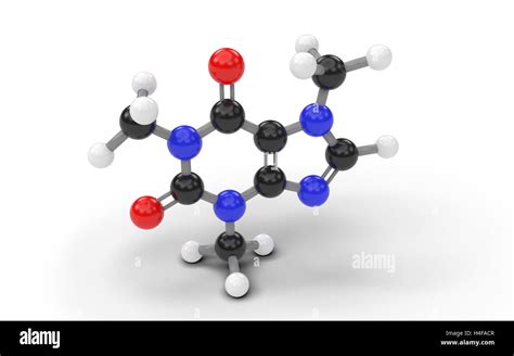 Structural model of caffeine molecule. 3D render Stock Photo - Alamy