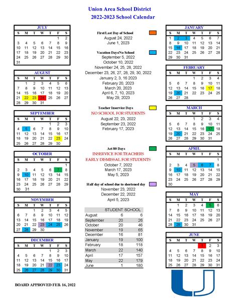 Union Area School District Calendar 2024-2025 - Mycollegepoints