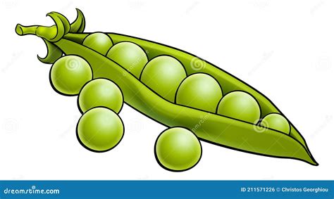 Peas Vegetable Cartoon Illustration Stock Vector - Illustration of food ...