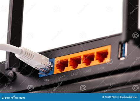 WAN Port Cable and LAN Ports Connector on the Back Panel of Dual Band ...