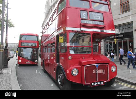 Old and new London Routemaster buses together Stock Photo - Alamy