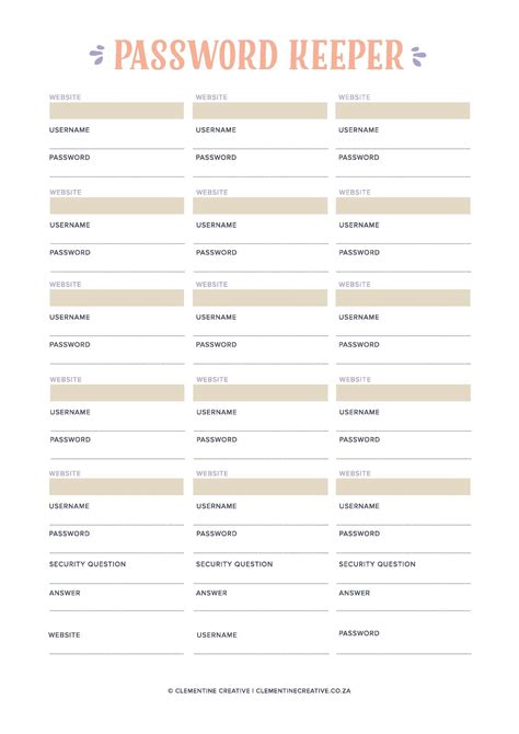 Password Game Printable List