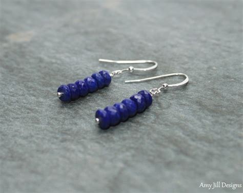 Lapis Earrings Lapis Jewelry Lazuli Wire Wrapped Sterling - Etsy