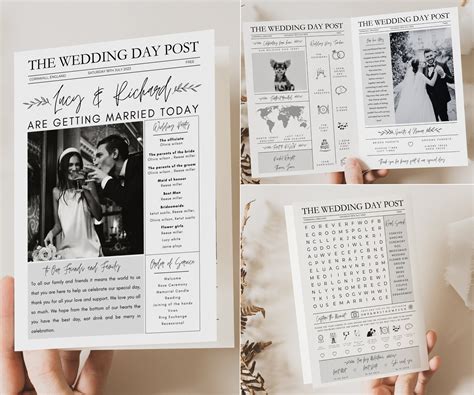 Newspaper Wedding Program Template Newspaper Wedding Program Canva Folded Newspaper Wedding ...