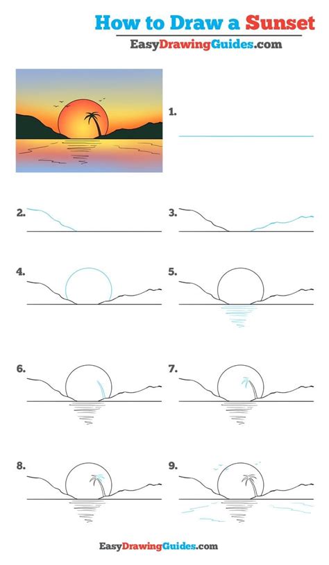 How To Draw Sunset Scenery Step By Step - In this video i will show you how to draw sunset with ...