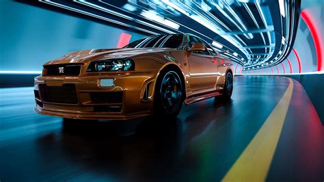 Nissan Skyline GT-R R34 In The Tunnel Live Wallpaper - MoeWalls