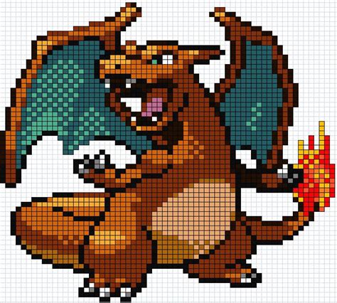 Image result for charizard pixel art grid