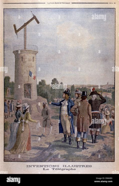 Aerial Telegraph (Semaphore). Artist's impression of Claude Chappe ...