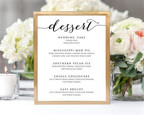 Dessert Menu Template Dessert Menu Sign Dessert Menu Cards - Etsy | Wedding games, Wedding games ...