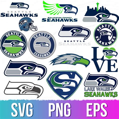 the seattle football team's logos are shown in different colors and ...