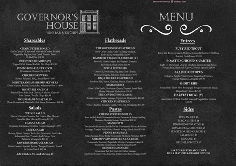 Menu at Governors House Wine Bar & Italian Kitchen, Covington