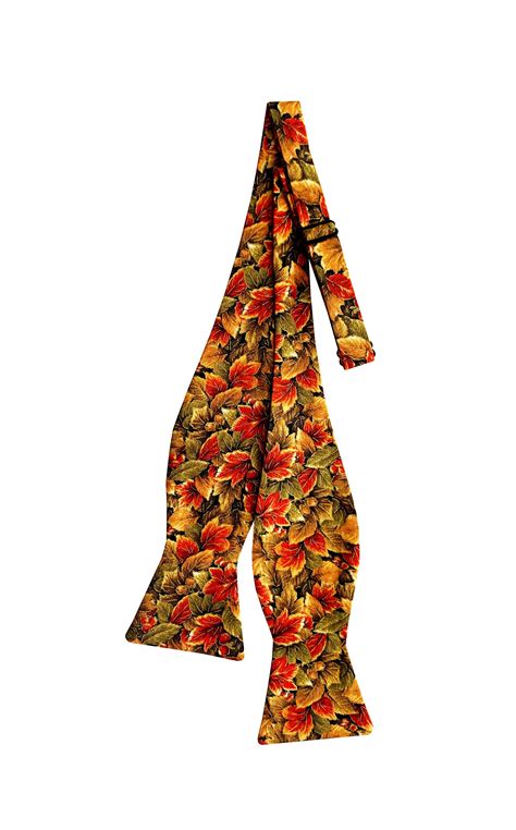 Handmade Self-tie Bow Tie - Colorful Harvest Autumn Leaves Design - Cotton Bow Tie - Adult Men's ...