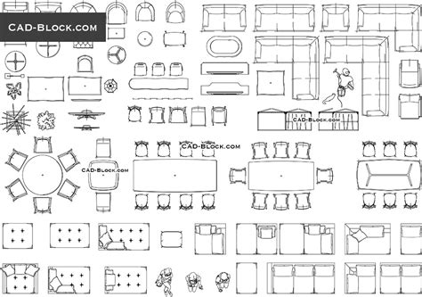 Living Room Furniture in Plan DWG file, Premium Quality