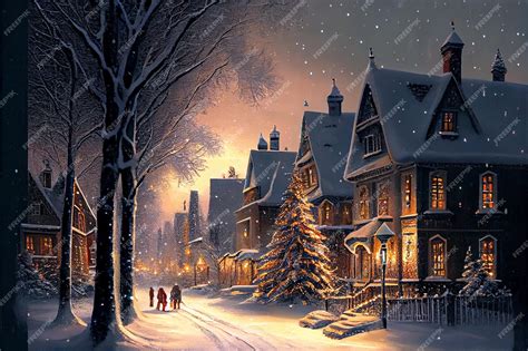 Premium AI Image | A winter christmas village with beautiful sight in ...