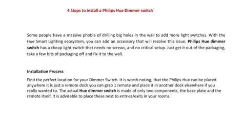 PPT - 4 Steps to install a Philips Hue Dimmer switch PowerPoint Presentation - ID:11732548