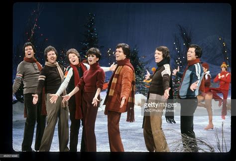 The Osmonds, Christmas 1979. From left to right: Alan, Merrill, Jimmy, Marie, Donny, Jay and ...