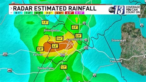 4" to 5" of rain measured across Lynchburg area