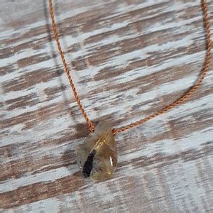 Simple Golden Rutilated Quartz Pendant Necklace - Etsy