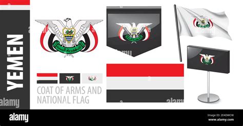 Vector set of the coat of arms and national flag of Yemen Stock Vector ...