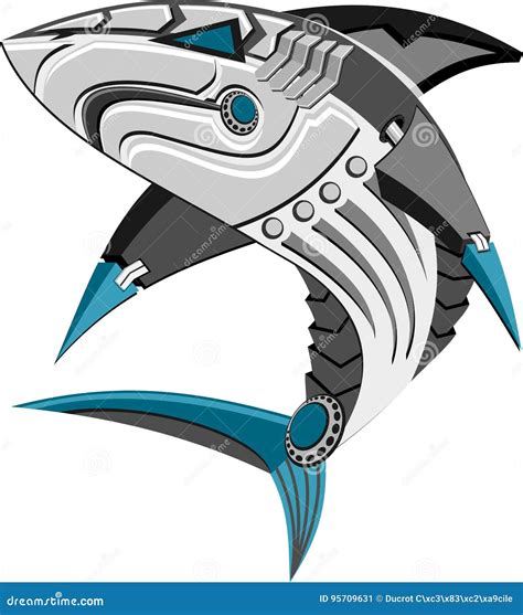 Shark Robot With Teeth. Side View. Vector Illustration On A White Background. | CartoonDealer ...