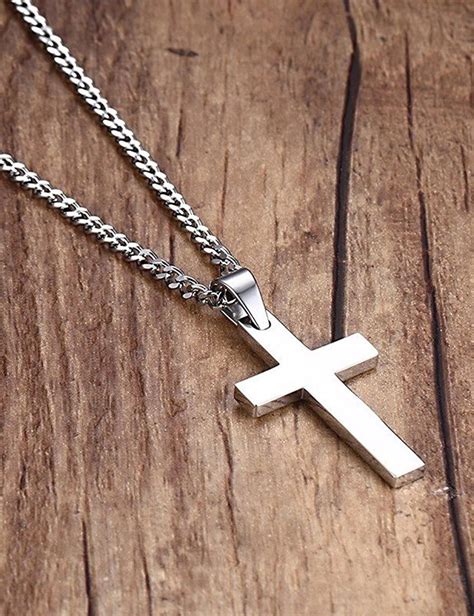 Hifashion - Stainless Steel Cross Pendant Chain Necklace for Men Women Jewelry Gift HFON ...