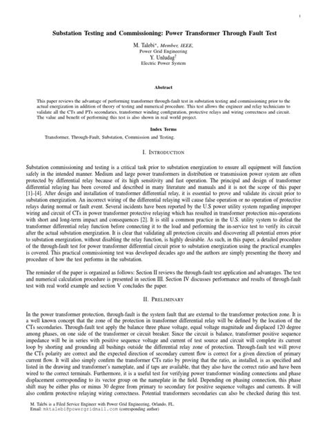 Substation Testing and Commissioning Power Transformer Throught Fault Test | PDF | Transformer ...