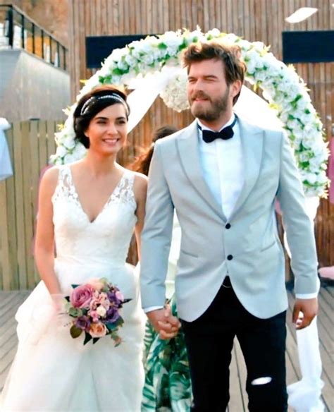 Tuba Buyukustun as Guzel and Kivanc Tatlitug as Cesur in the Turkish TV ...