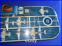 Vintage Tin Litho Aircraft Carrier toy boat Wolverine toys 17 Inches With Planes | Air Craft Carrier