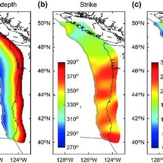 Fault plane characteristics of the Cascadia subduction zone based on ...