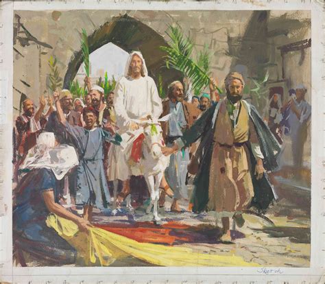 Jesus Triumphal Entry Painting at PaintingValley.com | Explore ...