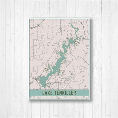 Lake Tenkiller Oklahoma Street Map Print Lake Tenkiller - Etsy