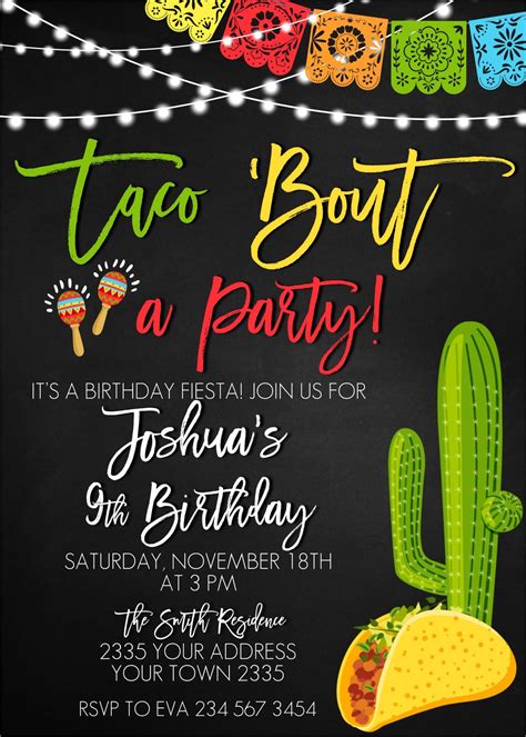 Editable Taco Bout a Party Invitation. Fiesta Birthday | Etsy