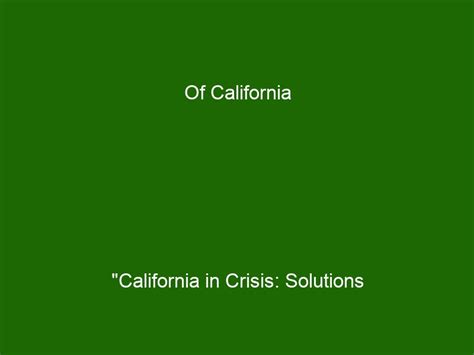 Of California "California in Crisis: Solutions to Combat Lengthy Droughts - Health And Beauty