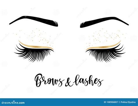 Brows and lashes lettering stock vector. Illustration of december - 108906807