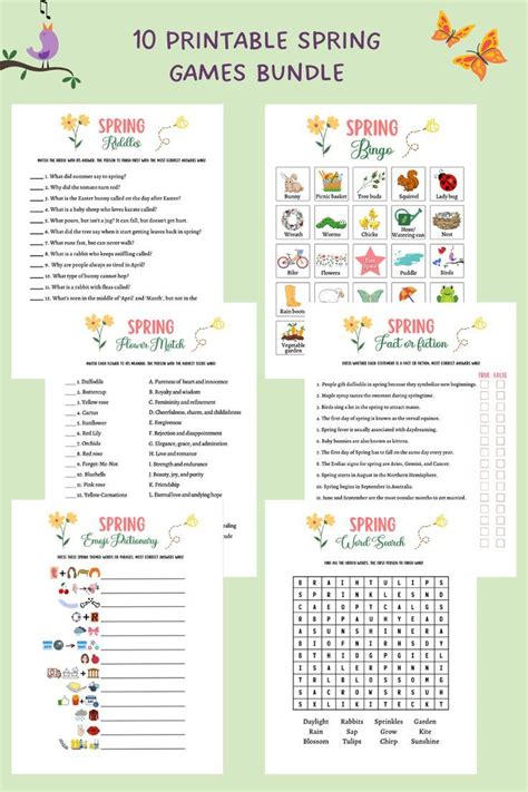 Spring games printable spring party games springtime activity adults kids fun family group game ...