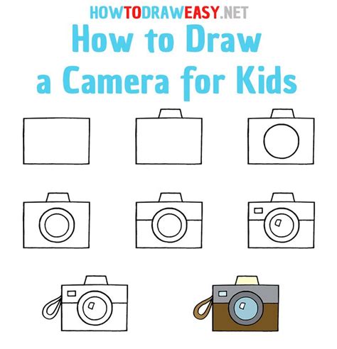 How to Draw a Camera Step by Step | Easy drawings for kids, Drawing ...