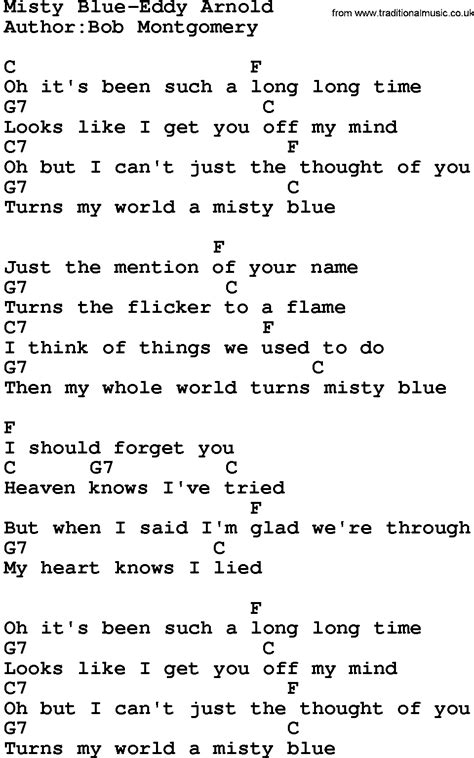 Country Music:Misty Blue-Eddy Arnold Lyrics and Chords