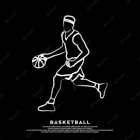 Premium Vector | Professional basketball player line art isolated on black background