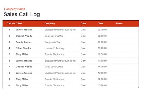 Sales Calls Log Tracking Template Excel | Excel124