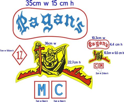 Pagans Mc Embroidered Patches Set of 9 Pcs Bikers Iron On - Etsy