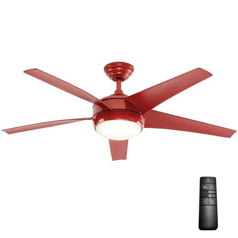 Home Decorators Collection Windward IV 52 in. Indoor Red Ceiling Fan with Light Kit and Remote ...