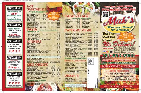 Mak's Roast Beef And Pizza Bellingham menus in Bellingham, Massachusetts, United States