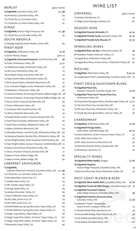 McMenamins Pub at Old St. Francis School menus in Bend, Oregon, United States