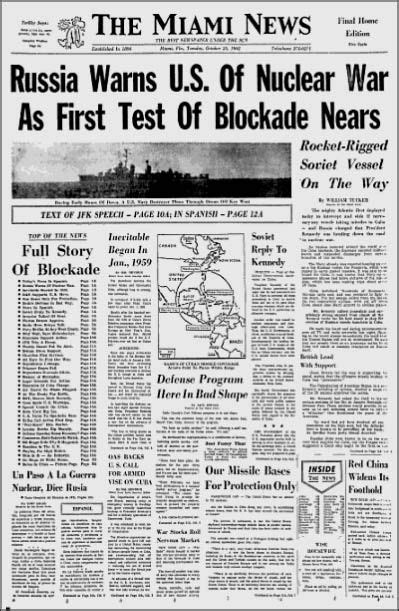 US media report the Cuban missile crisis, 1962 | Cold war, Newspaper headlines, World history