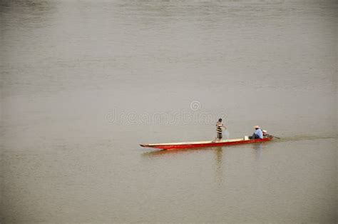 Thai and Laos People Riding Long Tail Boat for Catch Fishing in Mekong River Editorial ...