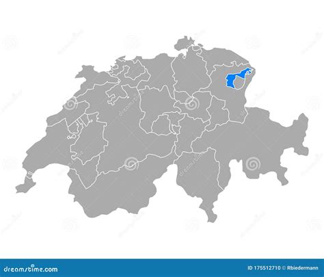 Map of Appenzell Outer Rhodes in Switzerland Stock Vector ...