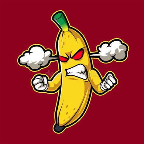 Banana Angry Mascot Logo Cartoon Illustration Rage Yellow Banana Funny Illustration Stock ...