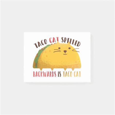 Taco Cat Palindrome Post-it Notes | Zazzle | Taco cat, Post it notes, Cats