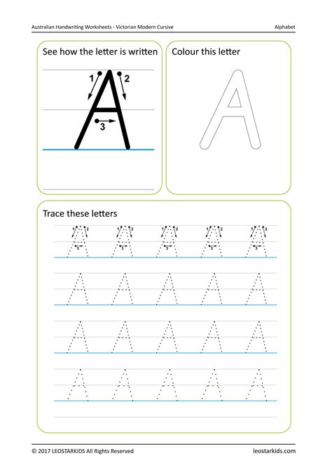 Australian Handwriting Practice Worksheets - Victorian Modern Cursive ...