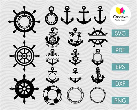 Anchor, Rope and Steering Wheel Monogram SVG | Creative Vector Studio